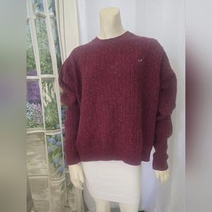 Women's Vineyard Vines Cable Knit Wool Cotton Sweater XL Burgondy
